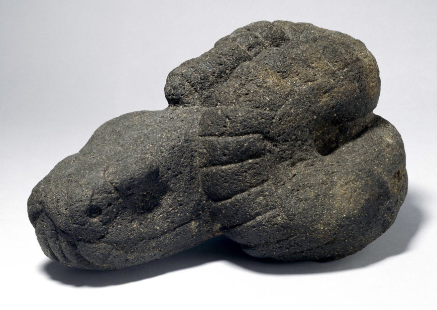 Stone serpent, Mexica, 1325–1521, from Mexico, 21.5 x 26 x 37 cm (© Trustees of the British Museum)