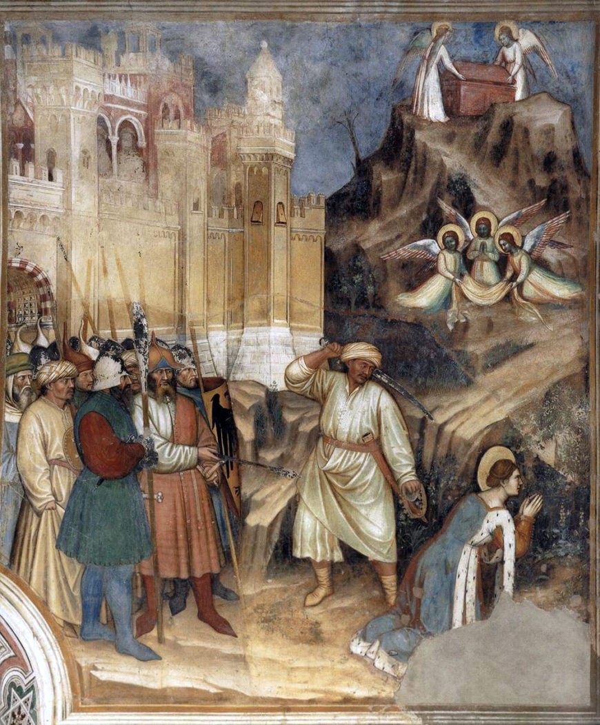 Altichiero da Zavio, Beheading and funeral of St Catherine of Alexandria, 1378–1384, fresco, oratory of San Giorgio, Padua. (Wikimedia Commons)
