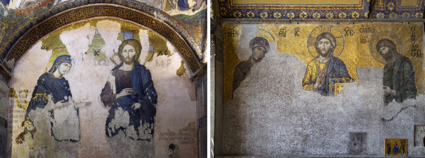 Left: Chora's Deësis (photo: byzantologist, CC BY-NC-SA ); right: Hagia Sophia's Deësis (photo: <a href="https://flic.kr/p/2iZwJNm">Steven Zucker</a>, CC BY-NC-SA 2.0)