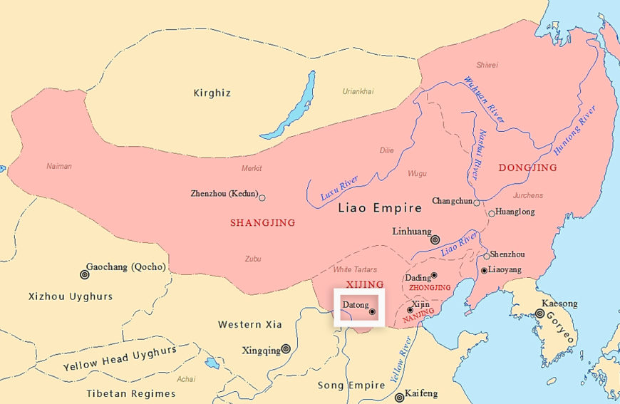 Liao dynasty map with Datong shown
