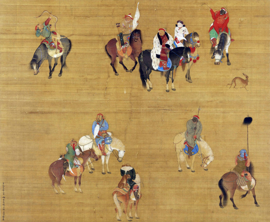 Liu Guandao (劉貫道), Kublai Khan on the Hunt, 1280, paint on silk. (Taipei, National Palace Museum)