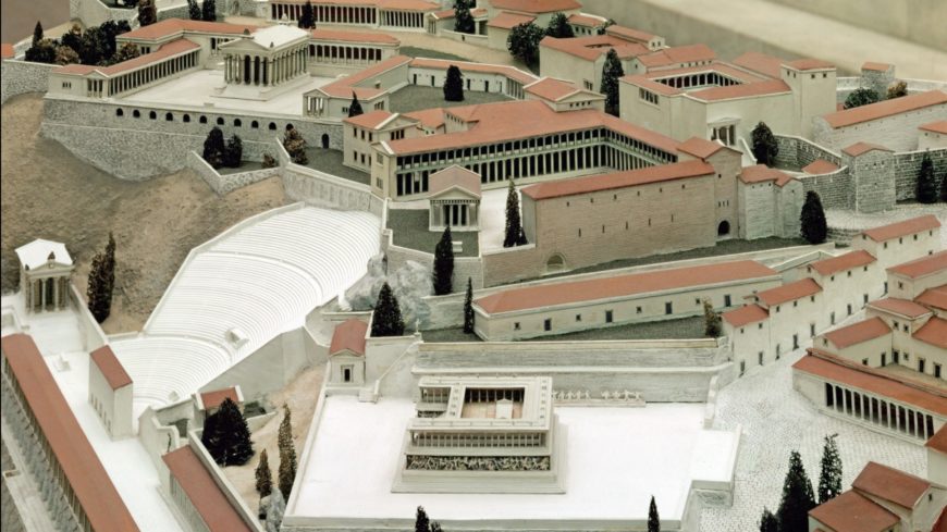 Model of the Pergamene acropolis (c. 150 BCE) with the Altar in the foreground