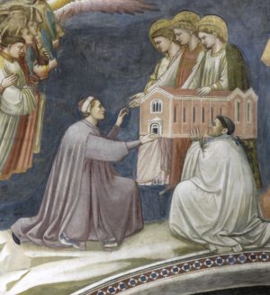 Enrico Scrovegni Presenting Chapel to the Three Marys (detail), Giotto, Last Judgment, Arena (Scrovegni) Chapel, 1305-06, fresco, Padua