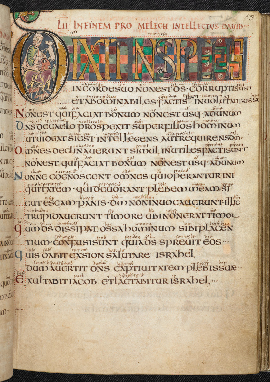 Psalter ('The Vespasian Psalter'), 2nd quarter of the 8th century–mid-9th century (The British Library)