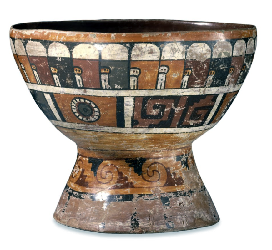 Mixteca-Puebla pottery vessel, c. 1300–1521, from Cholula, Puebla, Mexico, 12.8 cm high (© Trustees of the British Museum)