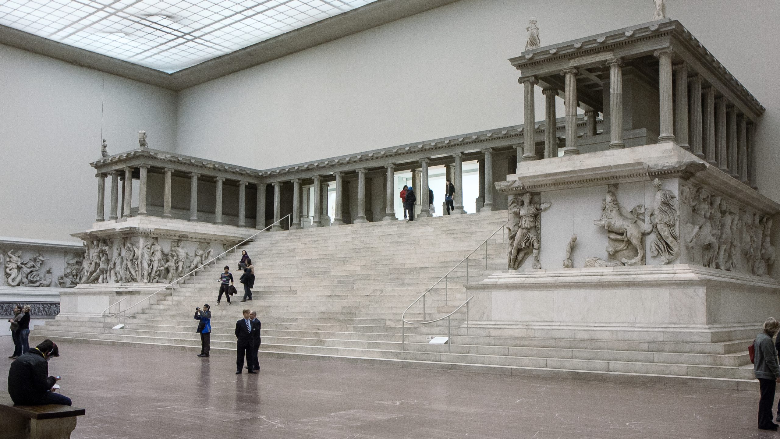 The western side of the Pergamon Altar as reconstructed in the Pergamon Museum in Berlin