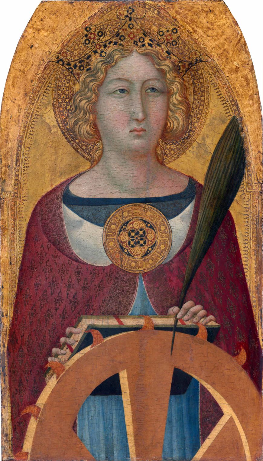 Bartolomeo Bulgarini, St Catherine of Alexandria, c. 1335–1340, tempera and gold leaf on panel, 73.5 × 42 cm. (National Gallery of Art)