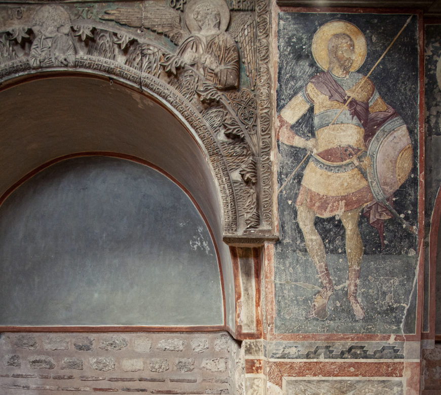 Soldier saints seem to guard the arcosolia, c. 1316–1321, parekklesion, Chora church, Constantinople (Istanbul) (photo: <a href="https://flic.kr/p/2kHa7x9">byzantologist</a>, CC BY-NC-SA 2.0