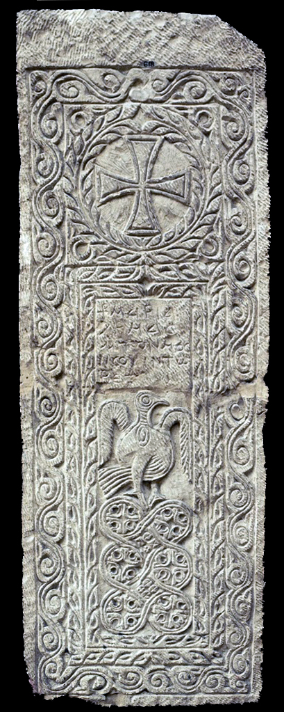 Limestone gravestone, Coptic period, 8th century, possibly from Thebes, Egypt, 134 x 48.8 cm
