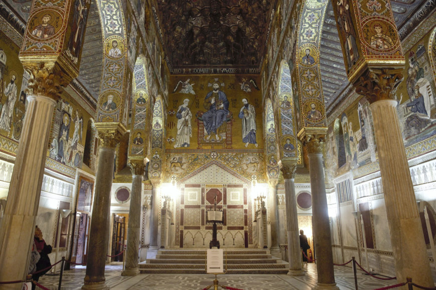 Interior of the Cappella Palatina looking west, c. 1130-43, Palermo (photo: Ariel Fein, CC BY-NC-SA 2.0)