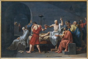 Jacques Louis David, The Death of Socrates, 1787, oil on canvas, 129.5 x 196.2 cm (The Metropolitan Museum of Art)