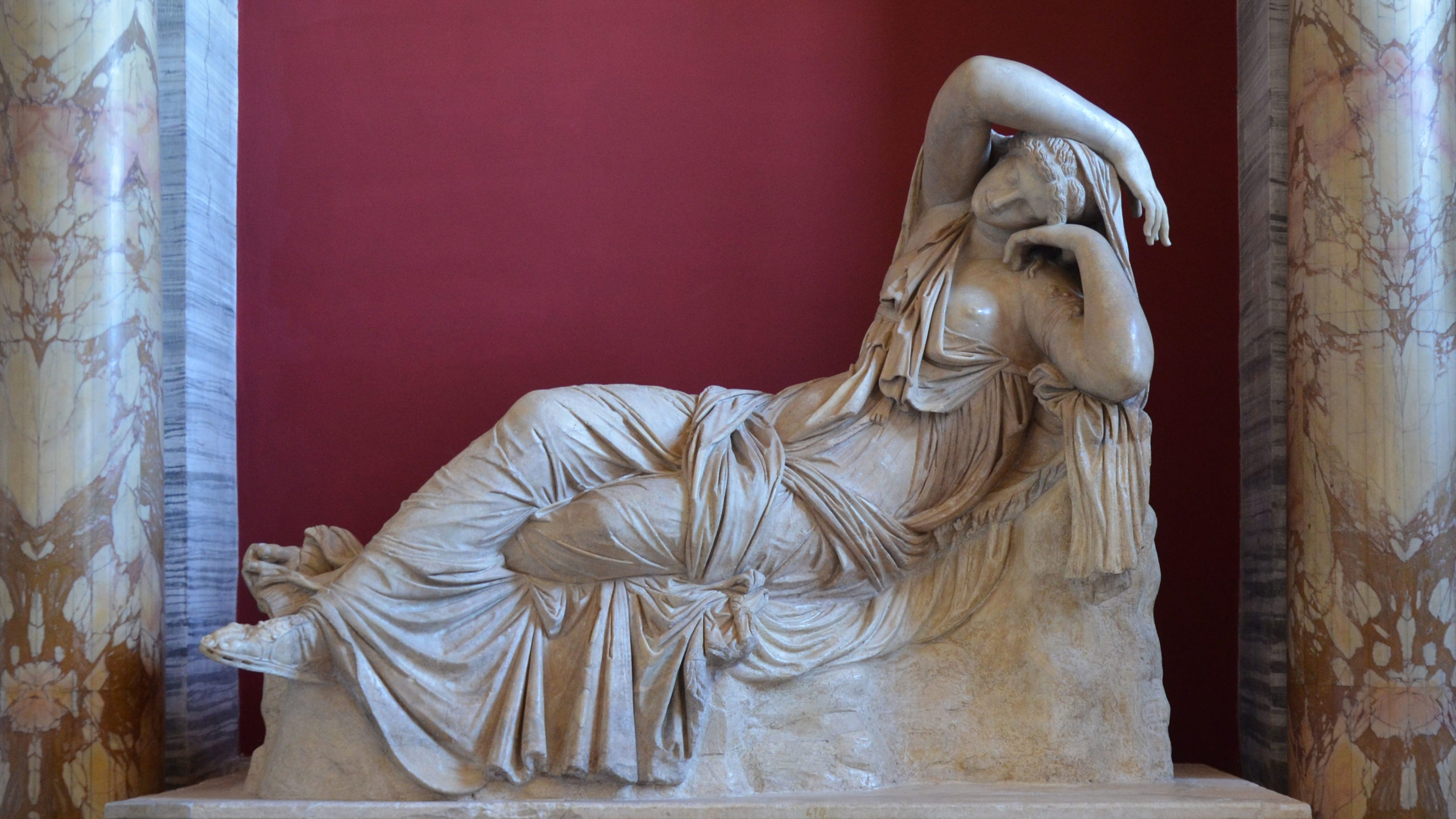 Sleeping Ariadne, Roman copy after a Pergamon school original, early 2nd century B.C.E., Phrygian marble (photo: Carole Raddato, CC BY-SA 2.0, Vatican Museums)