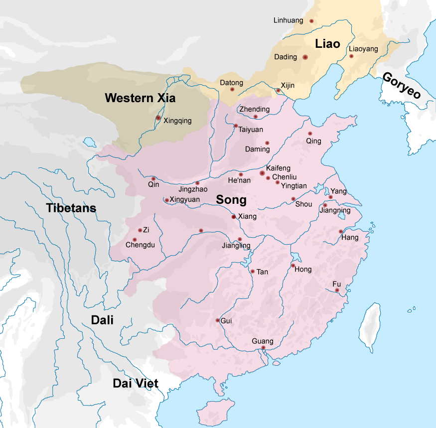 Map showing the Song dynasty at its greatest extent in 1111