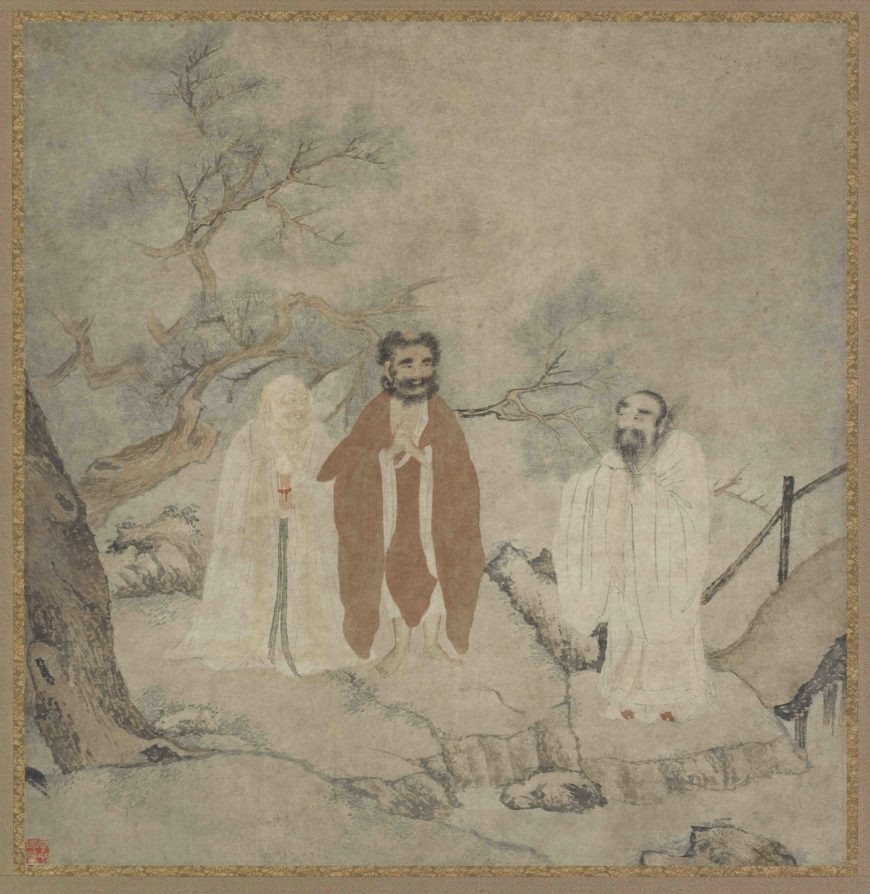 Sakyamuni, Lao Tzu, and Confucius, Ming dynasty, 1368–1644, ink and color on paper, China, 61.5 x 59.9 cm (Freer Gallery of Art, Smithsonian Institution, Washington, DC: Gift of Charles Lang Freer, F1916.109)