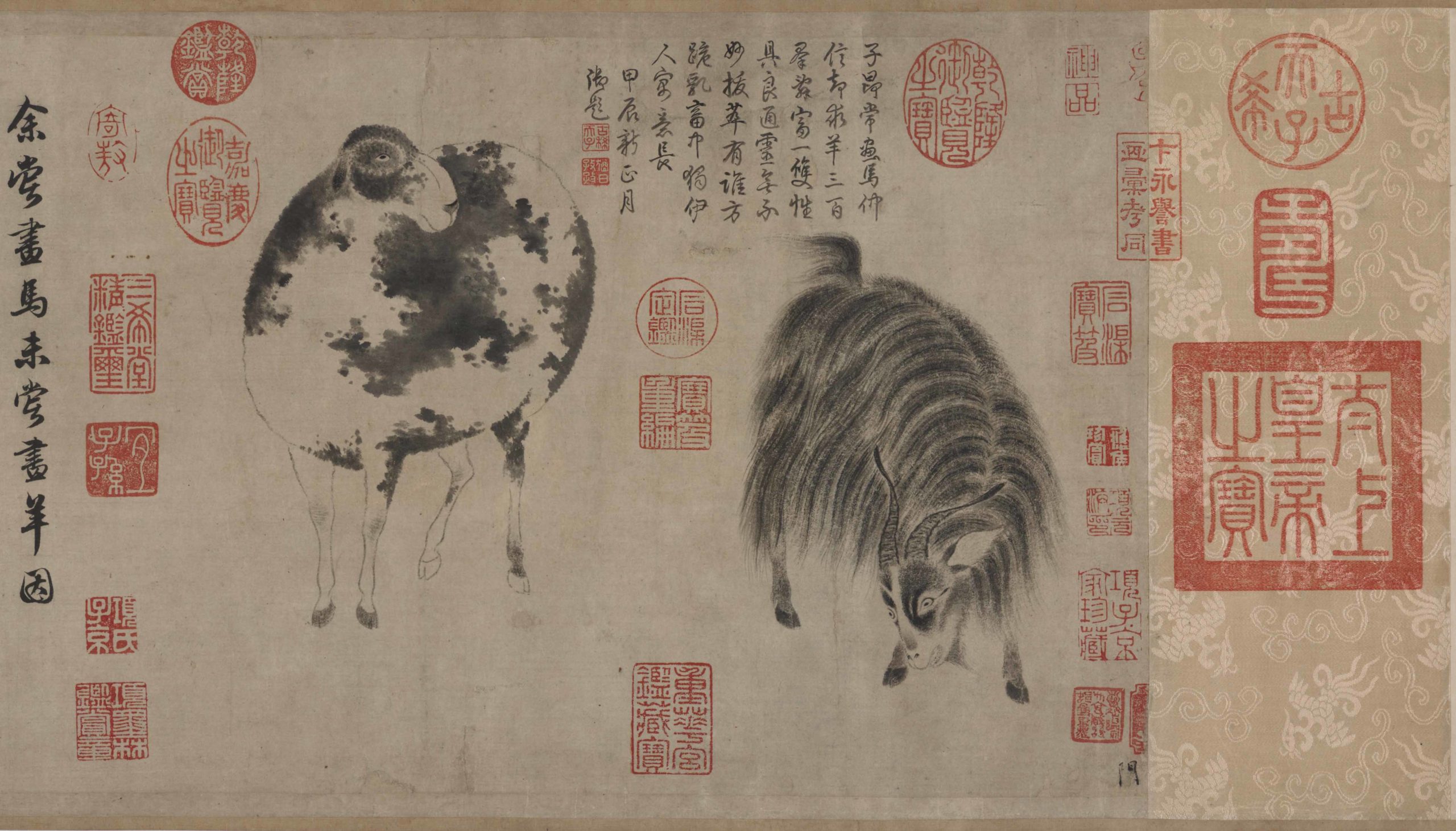 Zhao Mengfu 趙孟頫 (1254–1322), Sheep and Goat (detail), Yuan dynasty, c. 1300, ink on paper, China, 25.2 x 48.7 cm (Freer Gallery of Art, Smithsonian Institution, Washington, DC: Purchase — Charles Lang Freer Endowment, F1931.4)