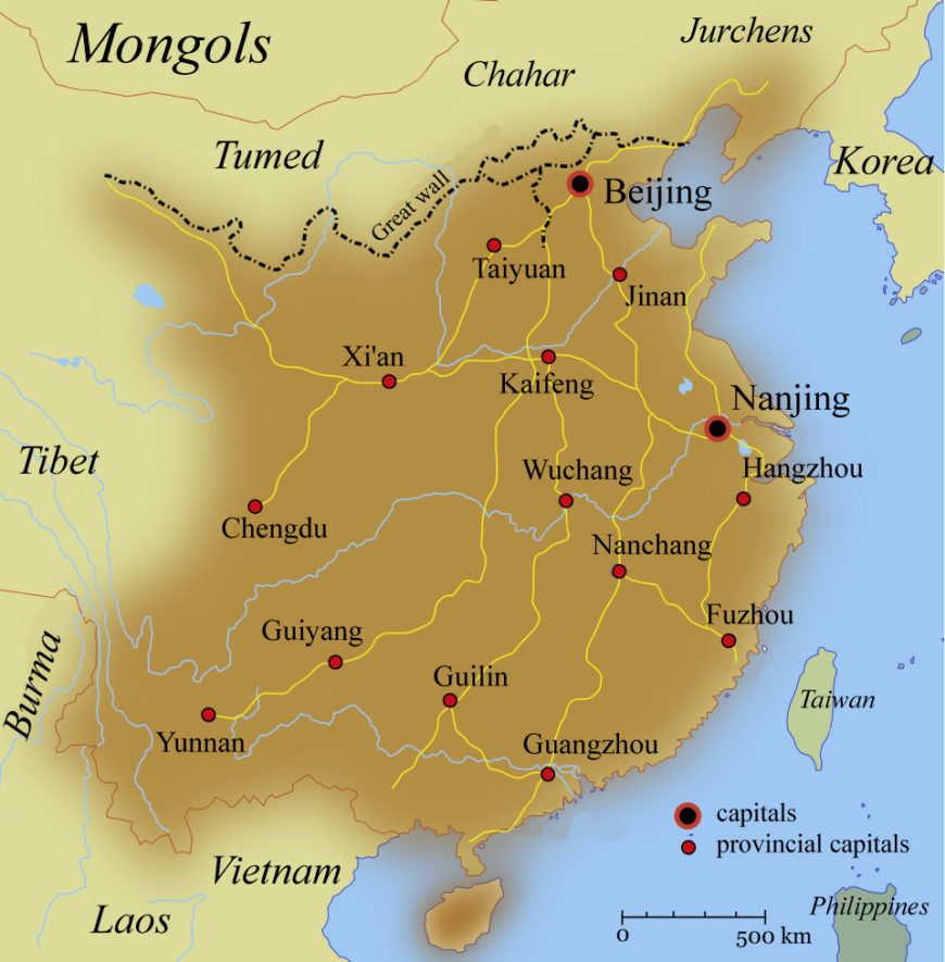 Map of the Ming Empire c. 1580 (Michal Klajban, CC BY-SA 3.0)