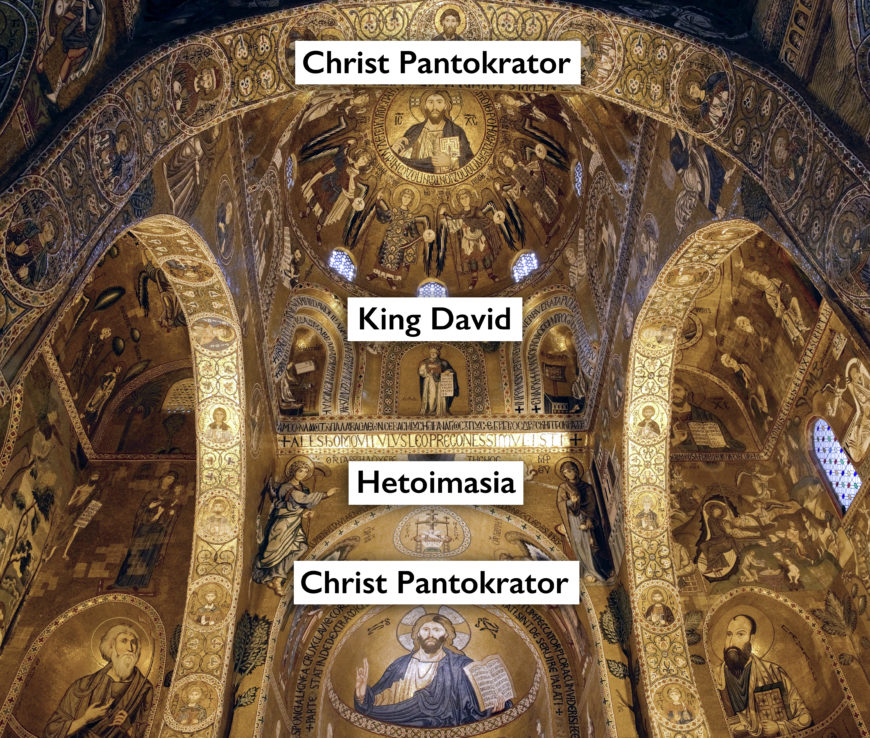 Royal axis in the sanctuary mosaics, Cappella Palatina, c. 1130-43, Palermo (Ariel Fein) (photo: Ariel Fein, CC BY-NC-SA 2.0)