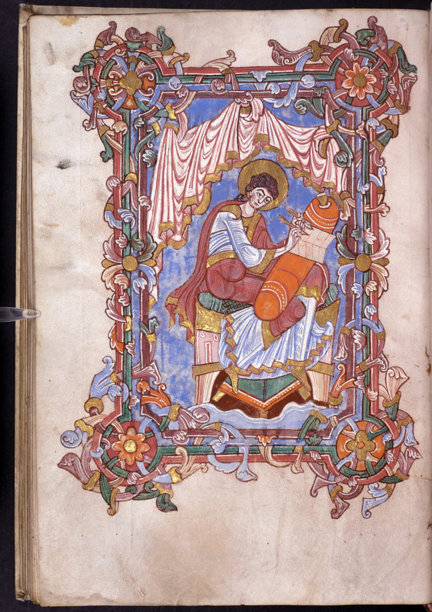 Portrait of St Luke, Préaux Gospels (British Library, Add MS 11850, f. 91v)