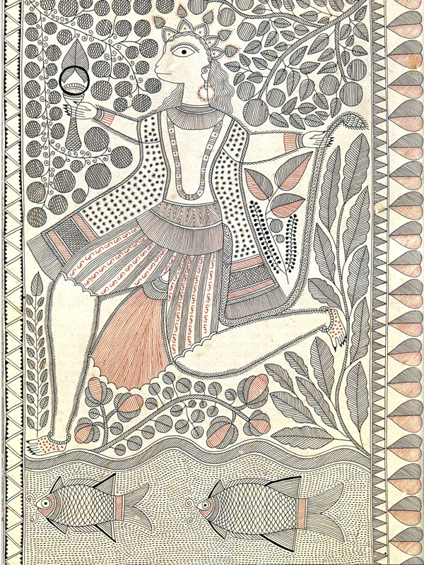 Ganga Devi, detail of Hanuman crossing the ocean from Stories of Rama (II), 1977