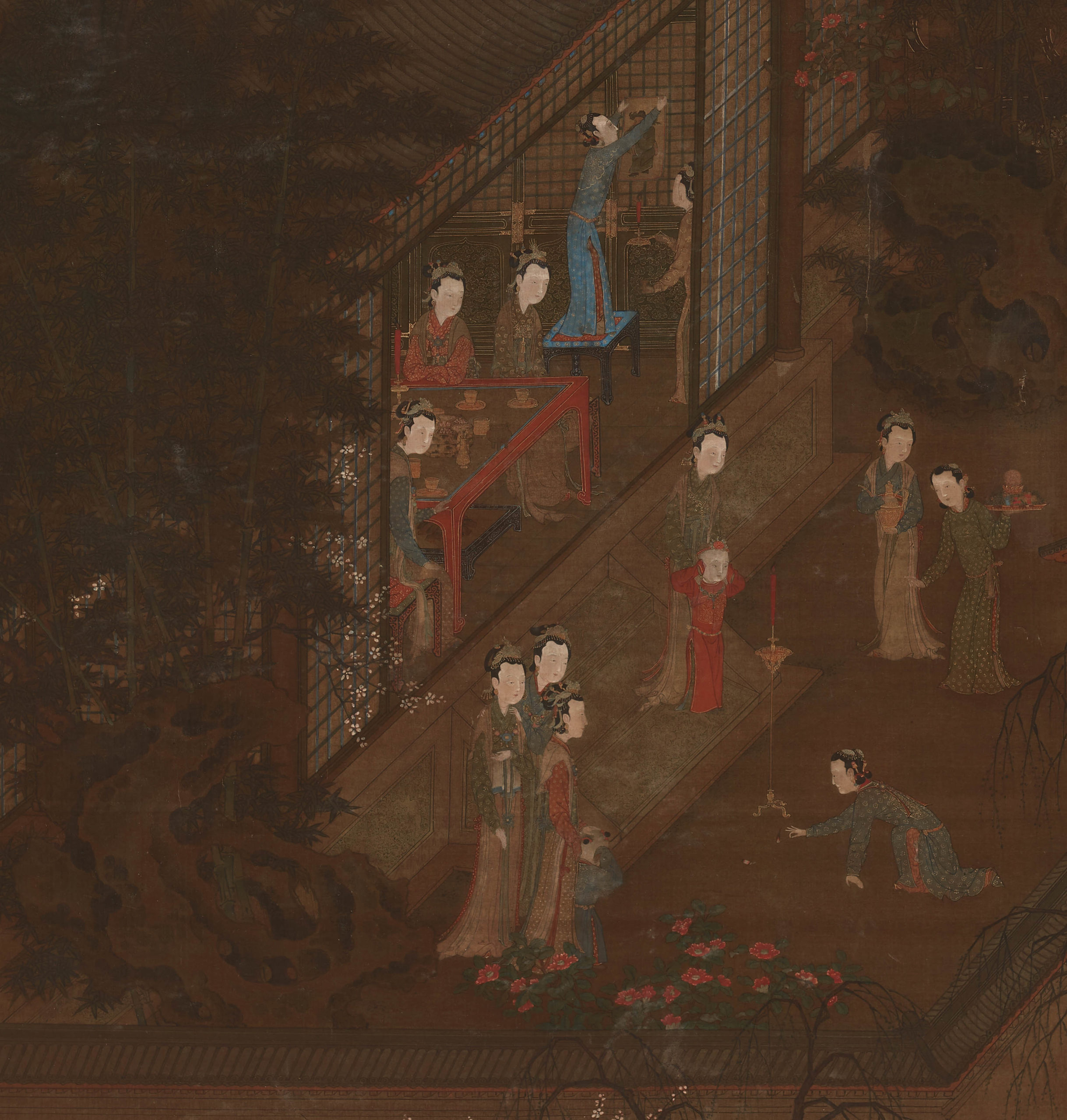 Formerly attributed to Yan Liben (c. 600–674), Palace Women and Children Celebrating the New Year, Ming dynasty, 15th-16th century, ink and color on silk, China, 160.3 x 106.2 cm (Freer Gallery of Art, Smithsonian Institution, Washington, DC: Gift of Charles Lang Freer, F1916.403)