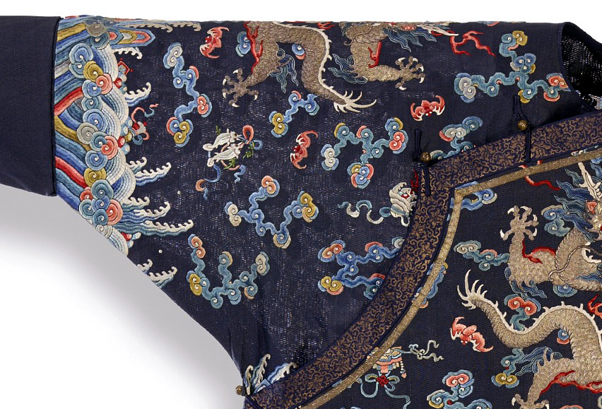 Summer chaofu (formal court dress) for a top-rank prince, Qing dynasty, c. 1820-1875, silk gauze with embroidery in silk and metallic-wrapped threads, China, 141 x 170.2 cm (Freer Gallery of Art, Smithsonian Institution, Washington, DC: Gift of Shirley Z. Johnson, F2015.7)