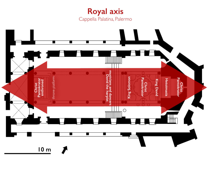Royal axis in the Cappella Palatina (plan: Evan Freeman, redrawn after John Lowden, CC BY-NC-SA 2.0)