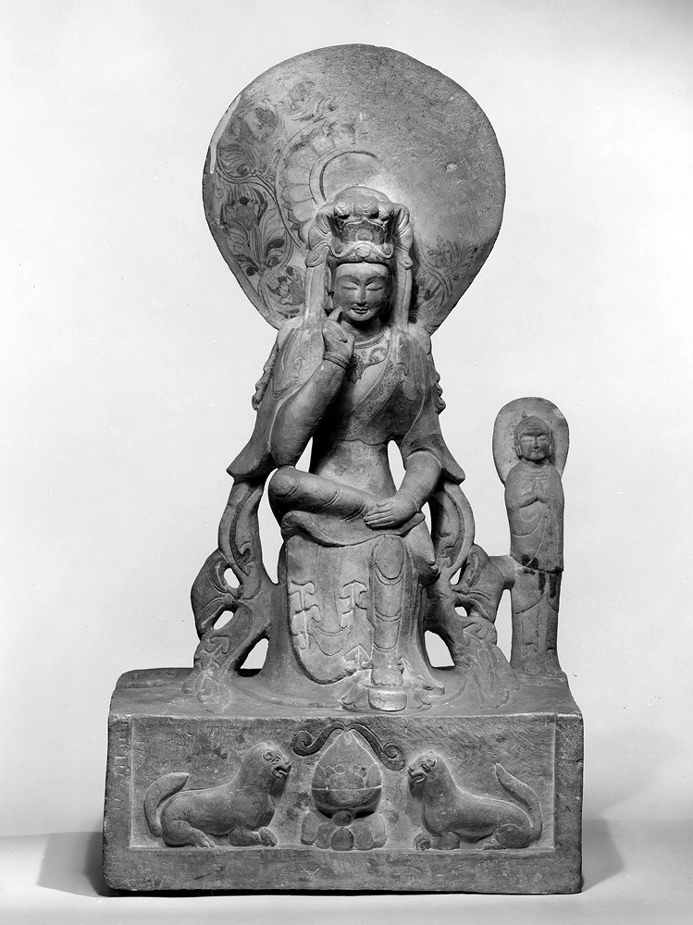 Maitreya, after 599, marble and pigment, China, 17.8 cm high (The Metropolitan Museum of Art) 