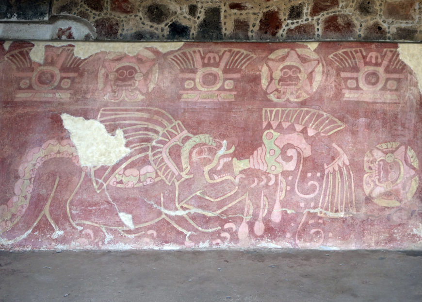 Jaguar blowing a conch, c. 1st century, mural from the Palace of the Jaguars, near the Plaza of the Moon, Teotihuacan, Mexico (photo: Steven Zucker, CC BY-NC-SA 2.0)