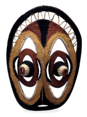 Yam mask or Bapamini, made by Gwaikwavi Wakaniambi, fiber and pigment, made by Wosera Abelam, Papua New Guinea, 34 cm high (© Trustees of the British Museum)