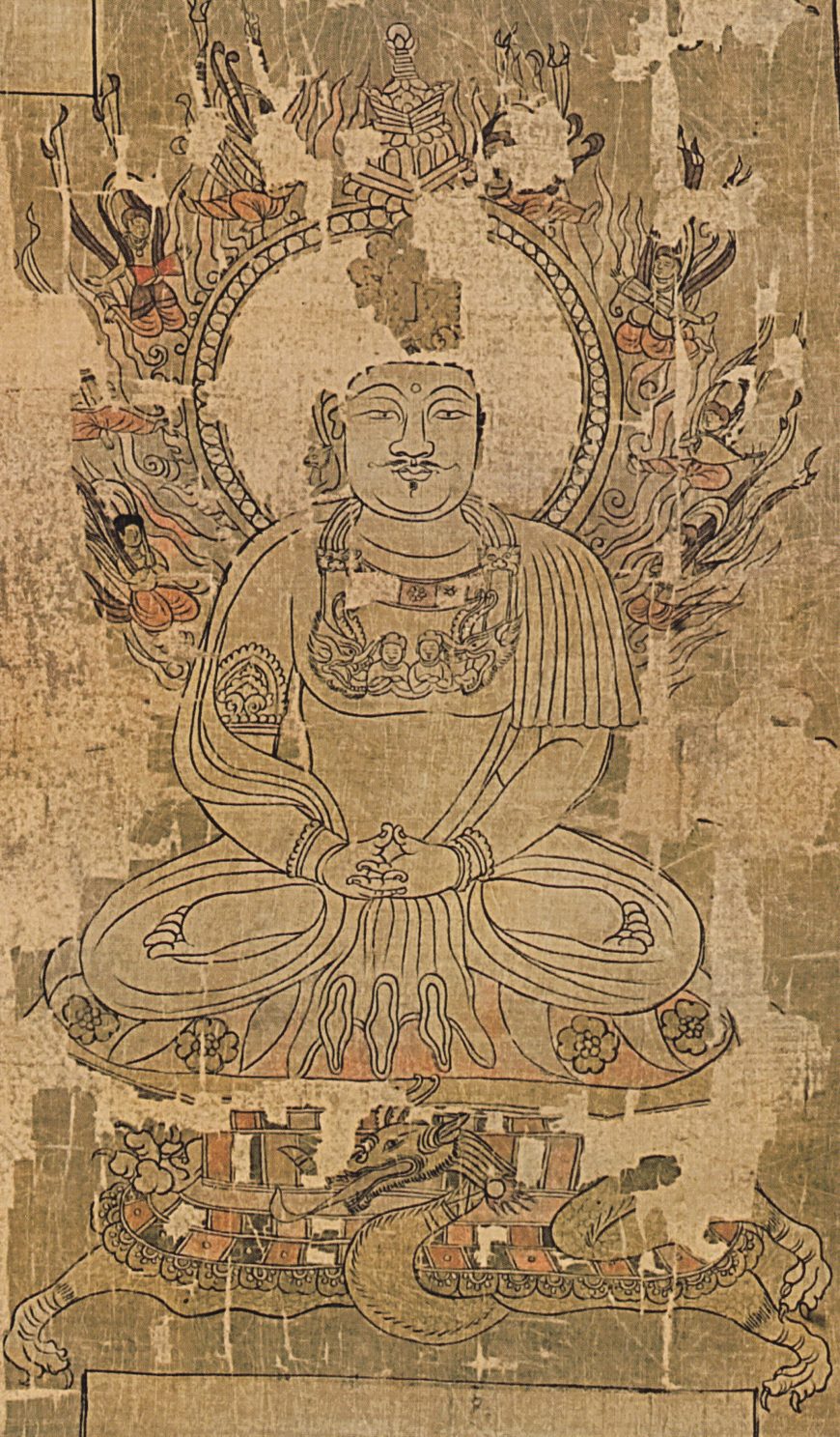 A seated buddha image, third row