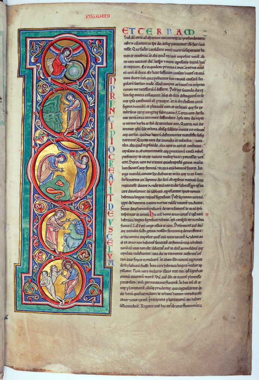 Creation scenes feature in this copy of Josephus’s Antiquitates and Jewish Wars, 1171–1180 (BnF, Latin 16730, f. 3r)
