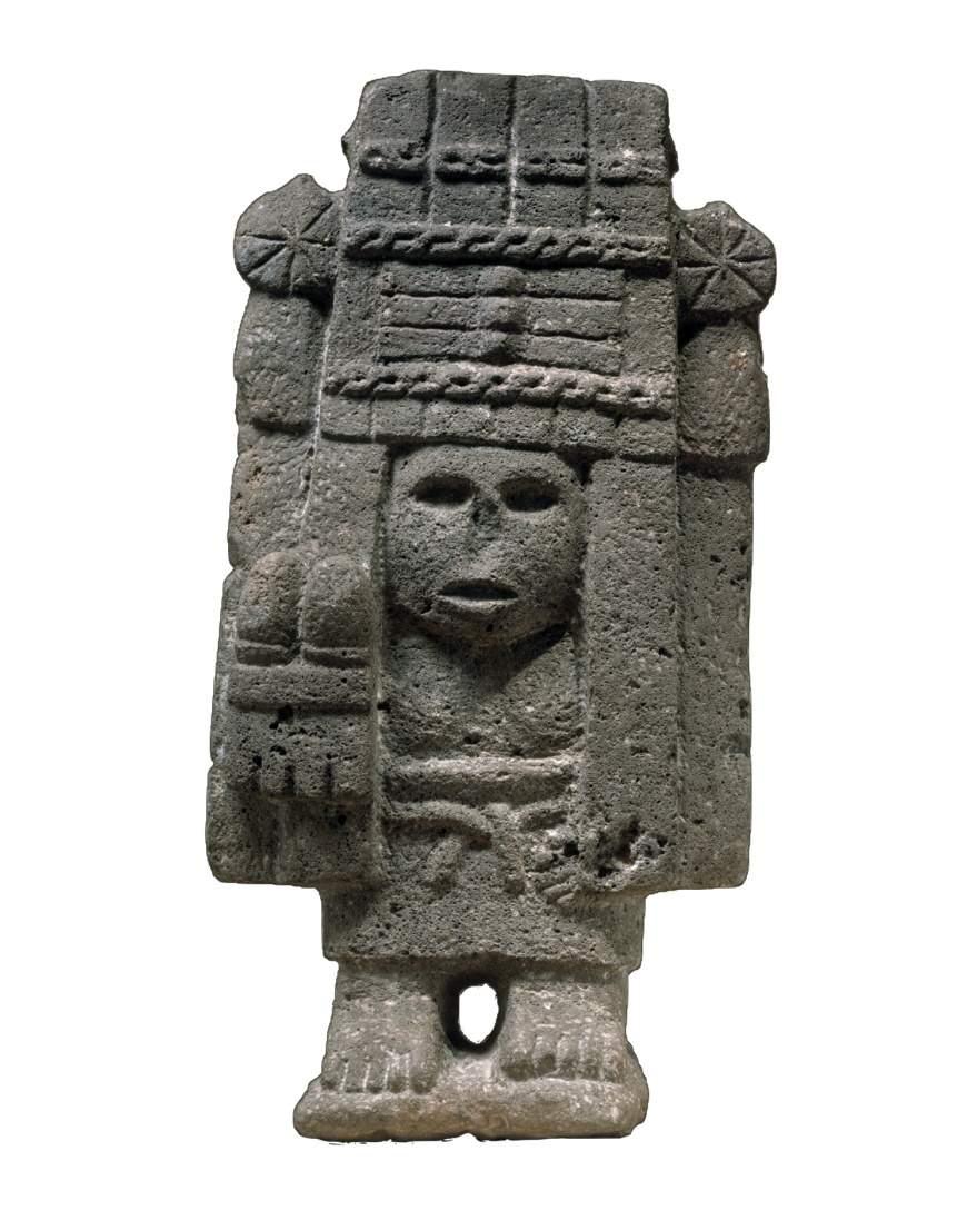 Maize Deity (Chicomecoatl), Mexica culture, 15th–early 16th century, basalt, 35.6 x 18.1 x 8.9 cm (The Metropolitan Museum of Art)