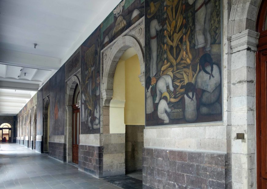 Diego Rivera, Court of the Fiestas, 1923–24, murals in the Secretaría de Educación Pública, Mexico City (photo: FlyingCrimsonPig, CC BY 2.0