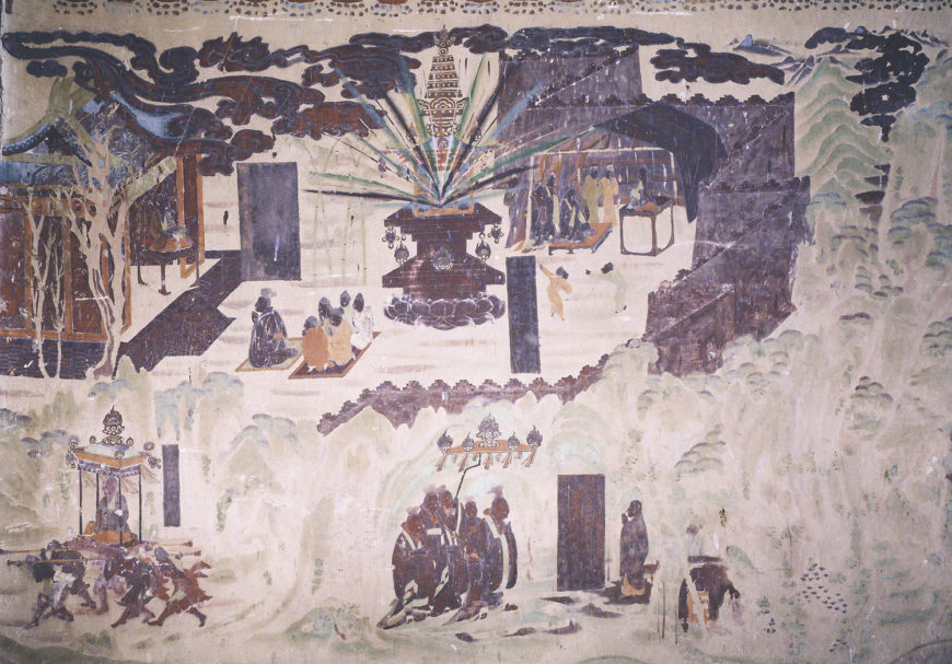 Sui Dynasty Emperor Wen and Master Tan Yan on the south wall of Mogao Cave 323. Early Tang. Image Courtesy of the Dunhuang Academy.