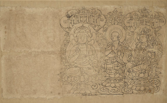 Stencil for a five-figure Buddha group
