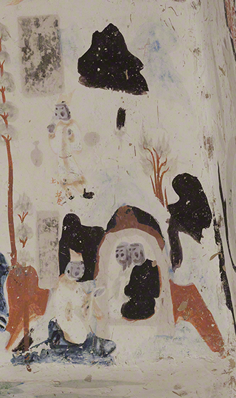Detail of the reunited family from the Syama jataka tale mural. Mogao Cave 302. Sui, 581-618 CE. Dunhuang. Image courtesy of the Dunhuang Academy.