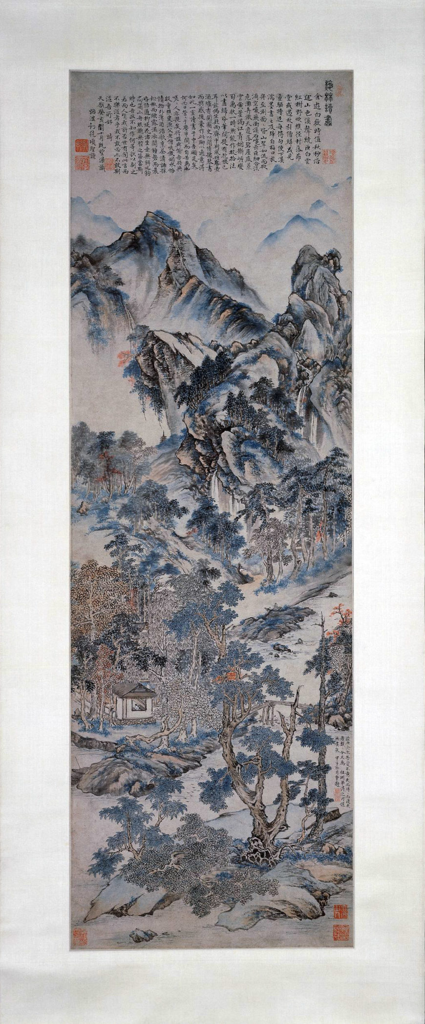 Xiang Shengmo 項聖謨, Reading in the Autumn Forest 秋林讀書圖, 1623, Ming dynasty, ink and color on paper, 198.5 x 52 cm (©Trustees of the British Museum)