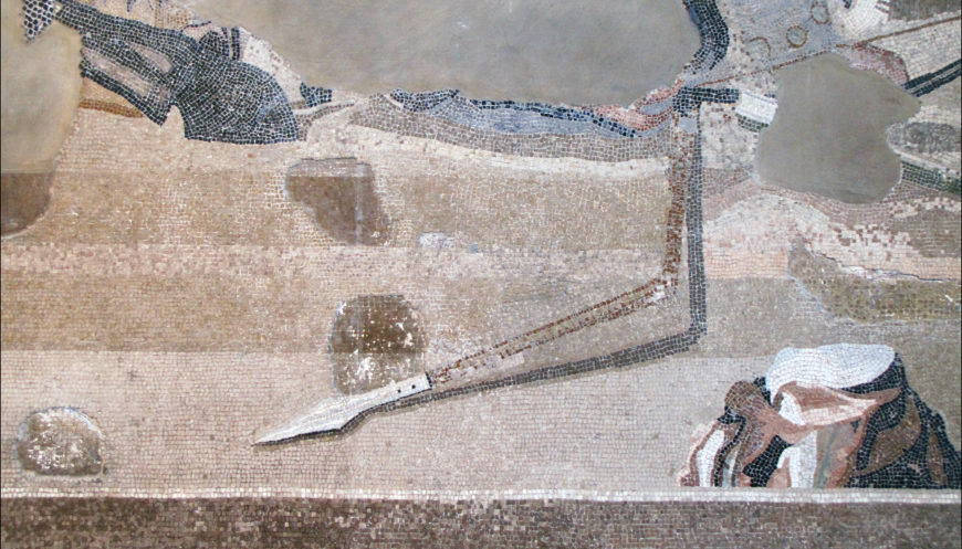 Detail of tesserae, Alexander Mosaic, created in the 2nd century B.C.E., from the House of the Faun in Pompeii, reconstructed in the Museo Archeologico Nazionale di Napoli