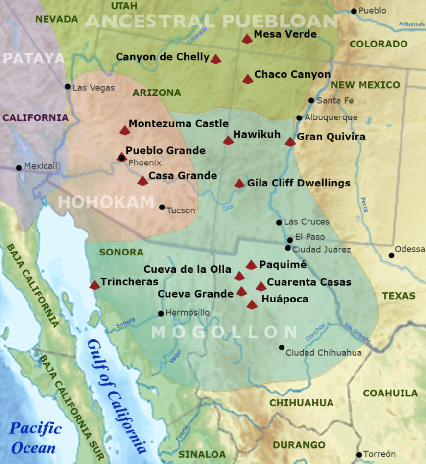 Regions of ancient regional tribes in the southwestern United States and northwestern Mexico (Ricraider, CC BY 3.0)