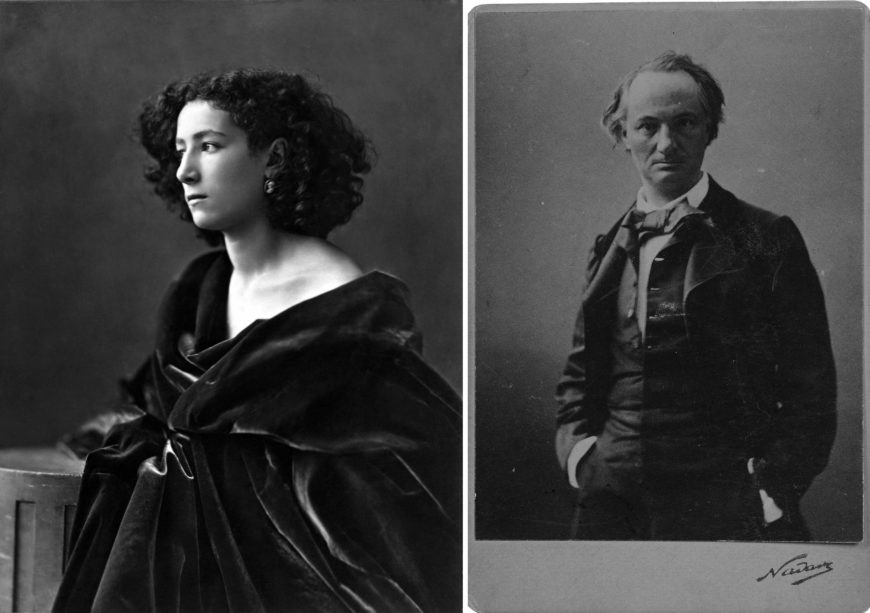 Left: Nadar, Sarah Bernhardt, 1864; right: Nadar, Charles Baudelaire, 1855