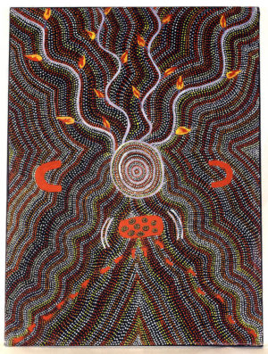 Painting 107x46cm Alicka Napanangka Brown Yaria Jukurrpa (Bush Potato Dreaming) - Warlukurlangu main image 0