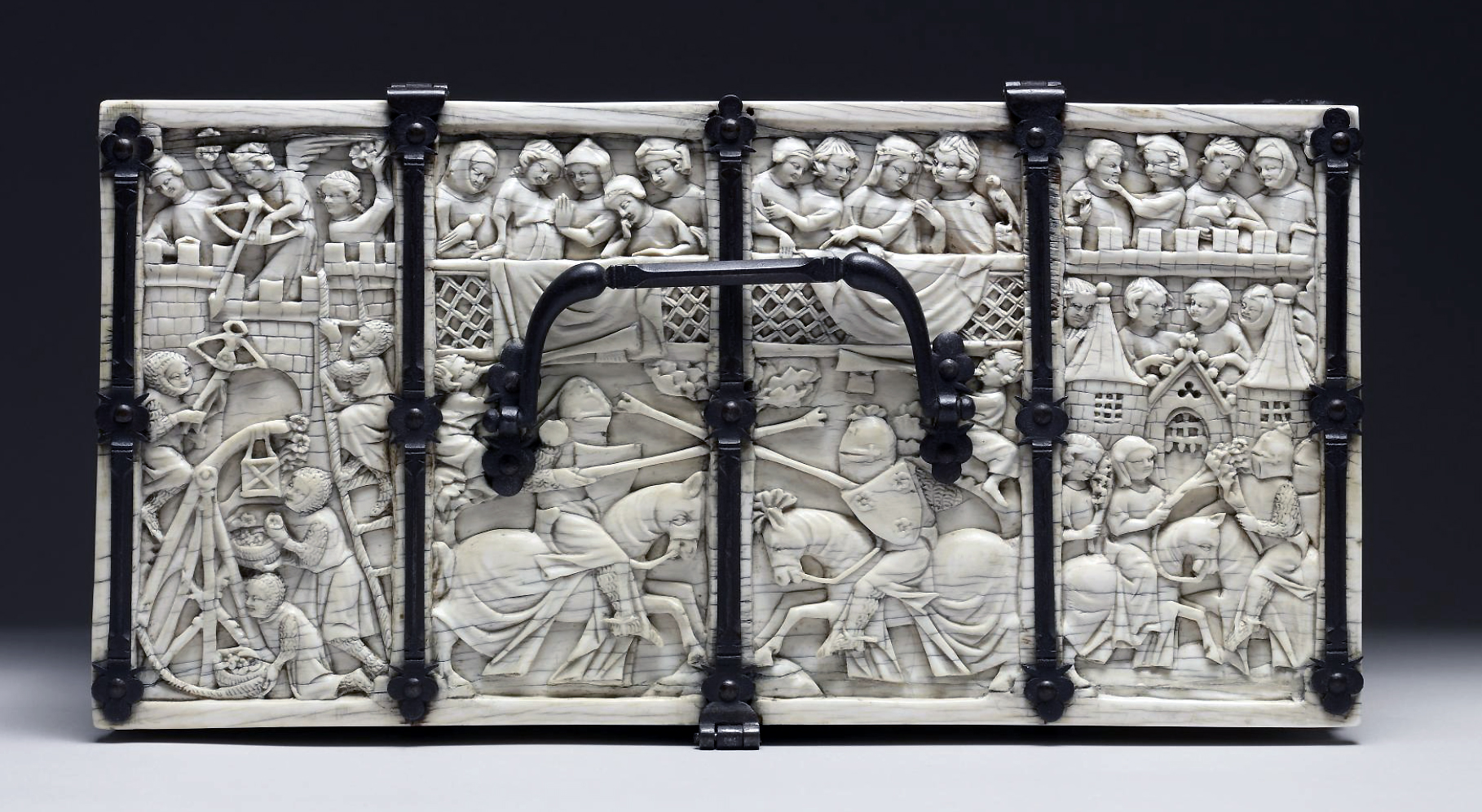 ...c. 1330–50, ivory, modern iron mounts, France, 11.8 x 25.2 x... Casket L...
