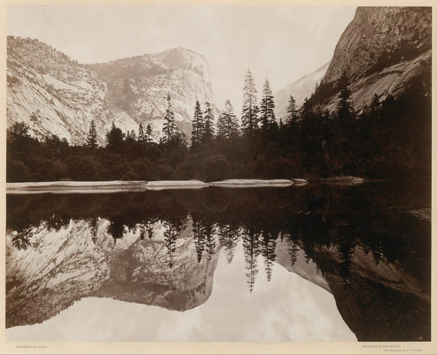 Eadweard Muybridge, Mirror Lake, Valley of the Yosemite, 1872, albumen silver print from glass negative, 42.8 x 54.3 cm (The Metropolitan Museum of Art)