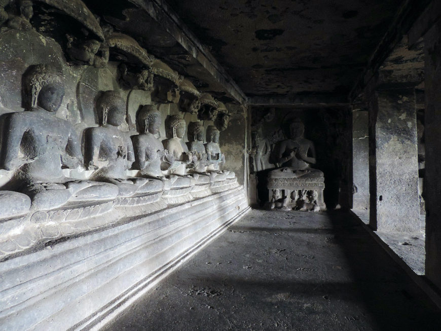 Buddhas, ? story Cave 12, c. early 8th century, Ellora (photo: Vikas Singh, CC BY-SA 4.0)