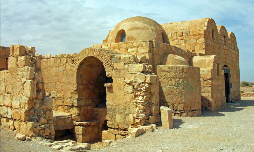 East (front) elevation and portion of south side of Qusayr Amra, Jordan (photo: Daniel Case, CC BY-SA 3.0)