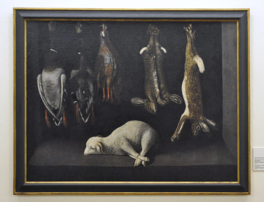 Baltazar Gomes Figueira, Still Life with Lamb and Game, c. 1650, oil on canvas (Museum of Évora; photo: jaime.silva, CC BY-NC-ND 2.0)