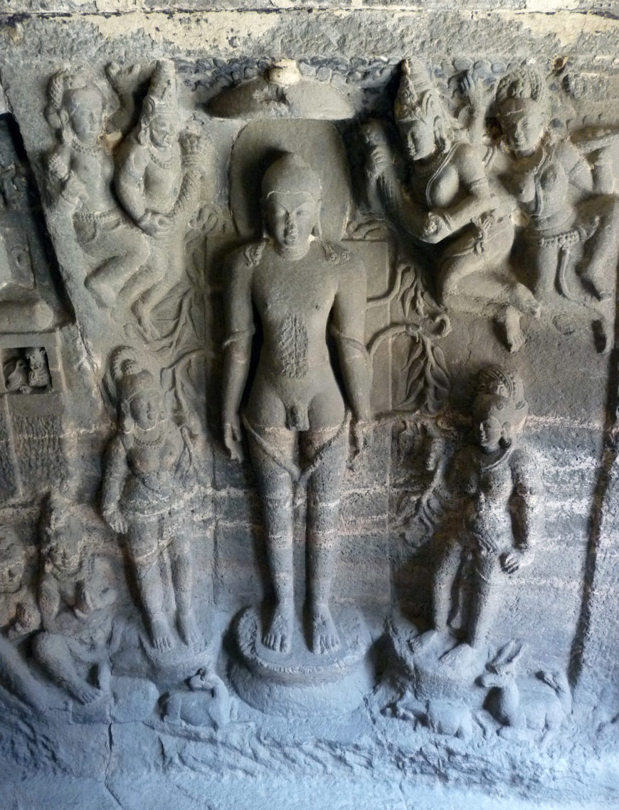 The standing meditation and omniscience of Bahubali, lower story, Cave 32, c. 9th century (Photo: Lisa N. Owen)