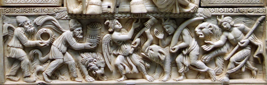 Bottom panel of the Barberini Ivory showing foreign peoples, Constantinople (?), 525–550, ivory, ca. 34 x 19 x 3 cm (photo: <a href="https://flic.kr/p/Mks9is">Steven Zucker</a>, CC BY-NC-SA 2.0)