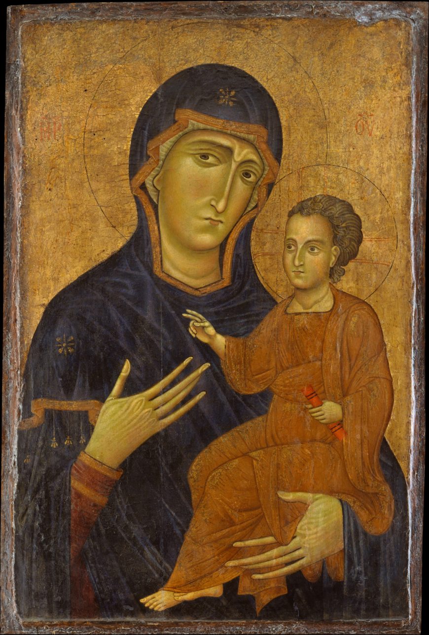 Berlinghiero, Madonna and Child, Italian, possibly 1230s, tempera on wood, gold ground, 80.3 x 53.7 cm (<a href="https://www.metmuseum.org/art/collection/search/435658">The Metropolitan Museum of Art</a>)
