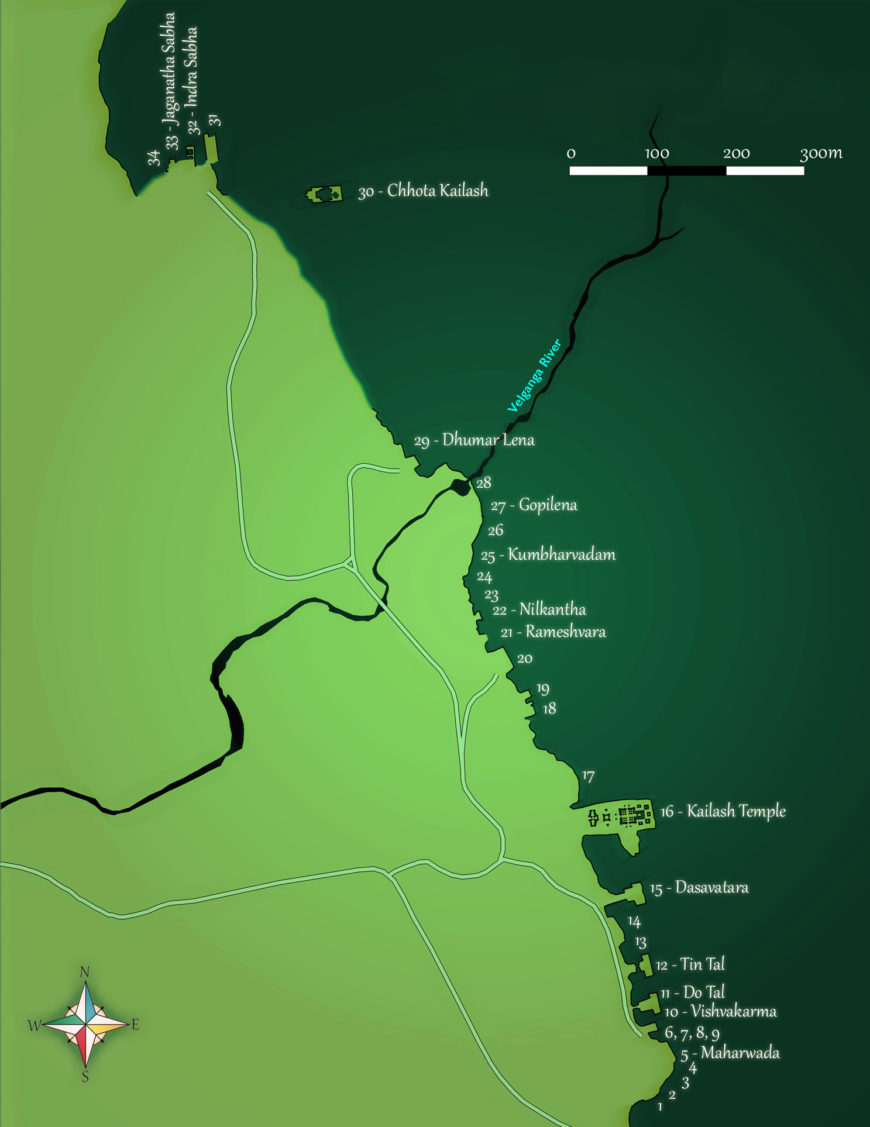Map of the Ellora Caves (map: Gatis Pāvils, CC BY-SA 3.0)